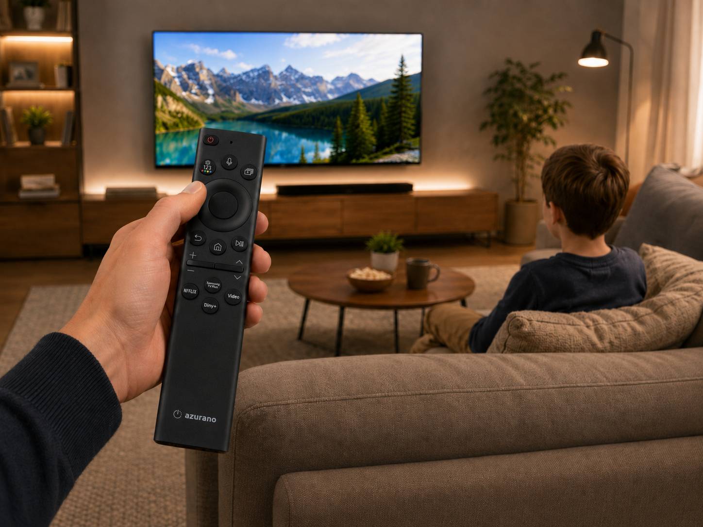 azurano Ersatz für Samsung Fernbedienung BN59-01385B, BN59-01385A, TM2280E - USB-C, Eco Solar & Sprachfunktion --1