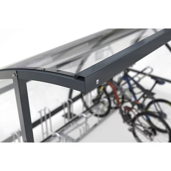 Fahrradüberdachung aus Polycarbonat BxT 20550 x 2100 mm anthrazitgrau RAL 7016. WSM Walter Solbach | Metallbau-2