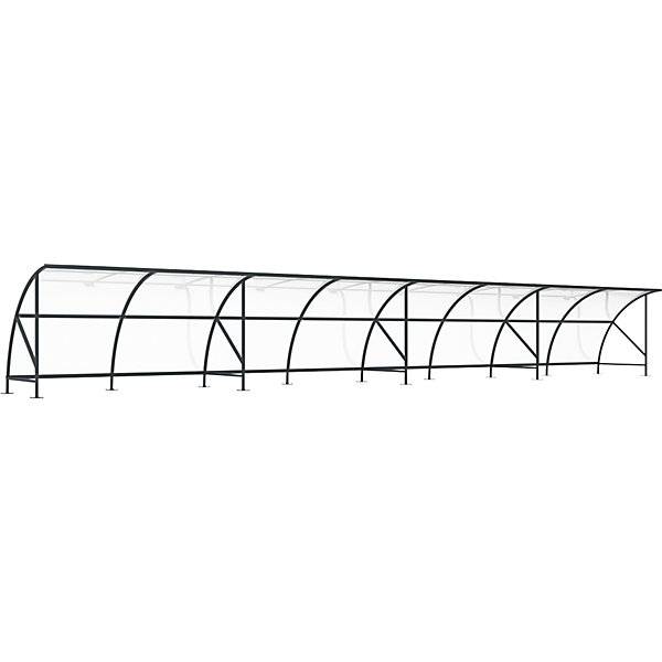Fahrradüberdachung aus Polycarbonat BxT 16450 x 2100 mm anthrazitgrau RAL 7016. WSM Walter Solbach | Metallbau