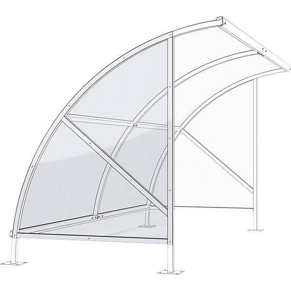 Seitenwand zu Fahrradüberdachung aus Polycarbonat Wand links. WSM Walter Solbach | Metallbau GmbH 79072249-0