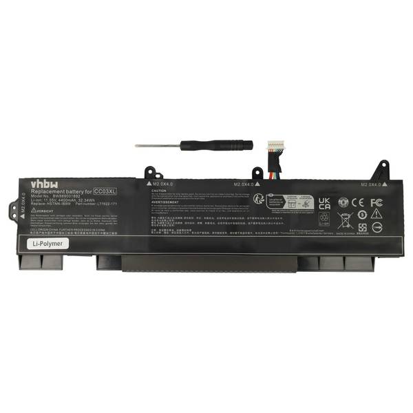 vhbw 1x Akku Ersatz für HP L77622-2C2 | L77991-002, L77622-541, L77991-005 für Notebook (4400 mAh, 11,55 V, Li-Polymer)
