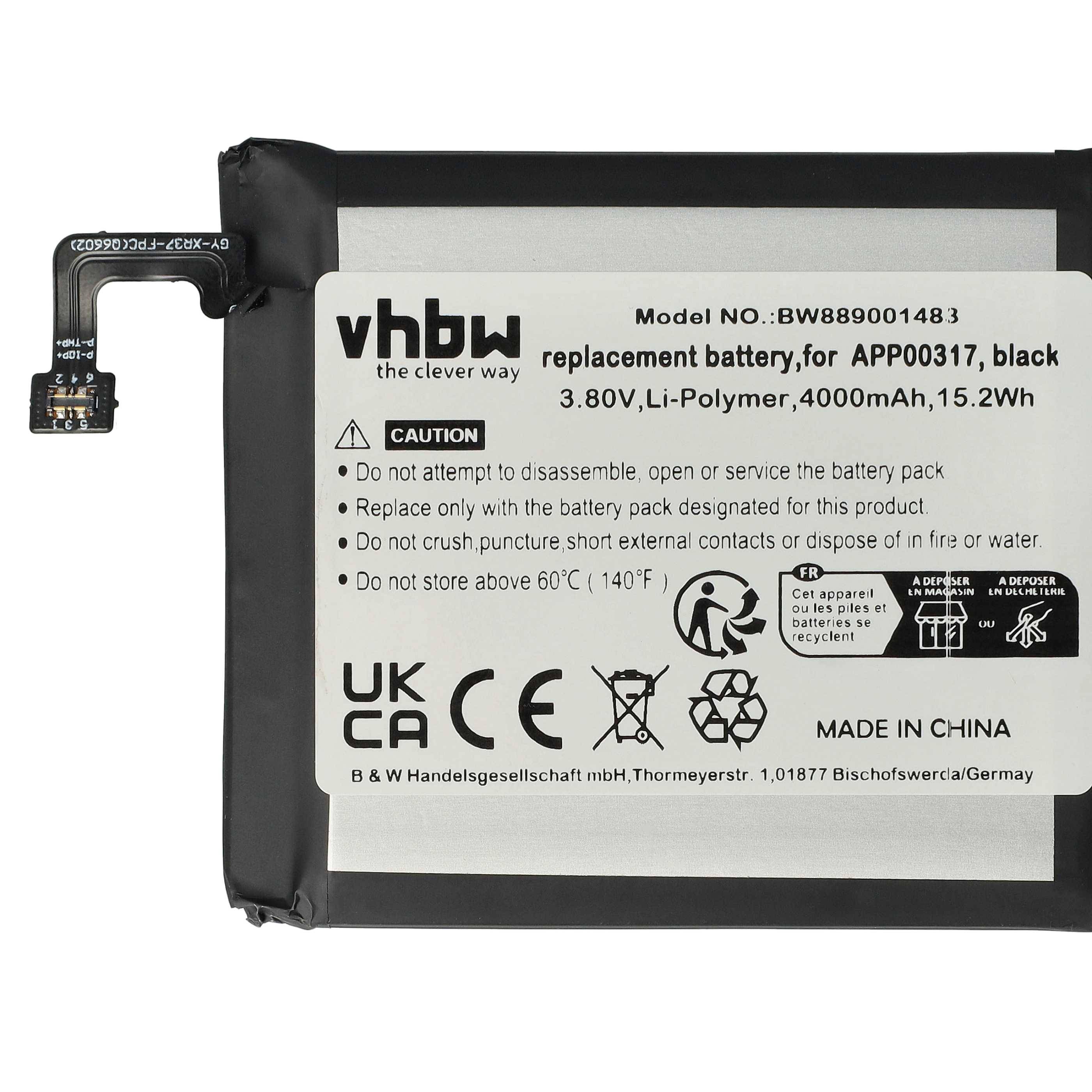 vhbw Akku kompatibel mit CAT / Caterpillar S62 PRO Handy Smartphone Telefon (4000 mAh, 3,8 V, Li-Polymer)-4