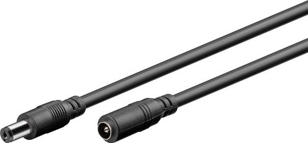 Goobay 76635 DC Netzkabel Verlängerungskabel 12V Netzteil DC-Stecker > DC-Buchse 5,50 x 2,10 mm Stromkabel Schwarz 1.5m