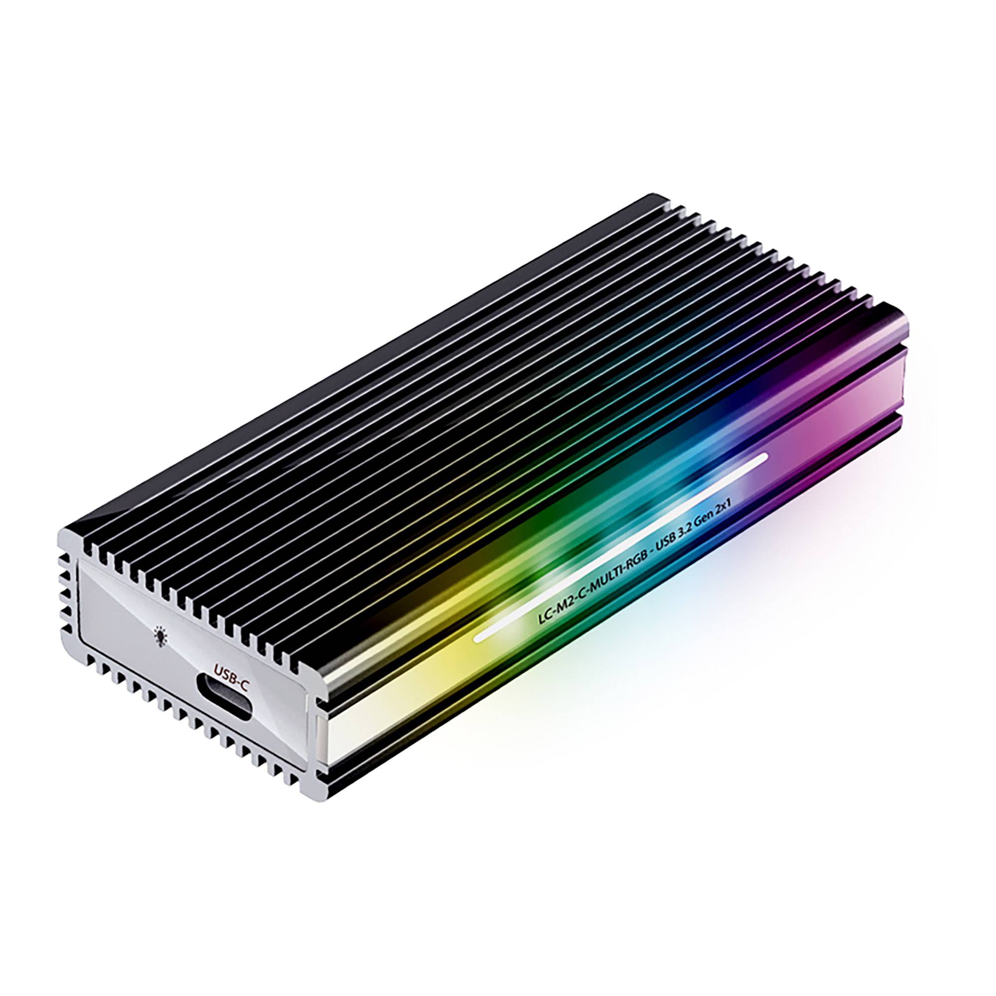 LC-Power LC-M2-C-MULTI-RGB M.2-SSD-Gehäuse (NVMe & SATA), USB 3.2 Gen.2x1, RGB-0