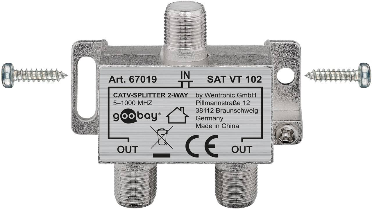 Goobay BK-Verteiler, 2-fach Verteiler für BK-Anlagen 5 MHz - 1000 MHz 2 x out-1