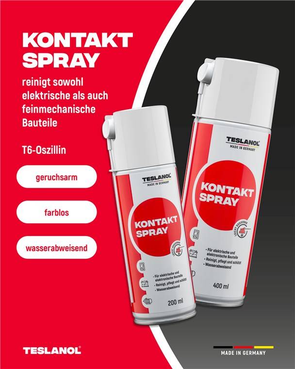 Teslanol 26025 Kontaktspray für Elektronik Autobatterie Polfett Elektro Kontaktreiniger T6 Oszillin Kontakt Spray 200 ml-1