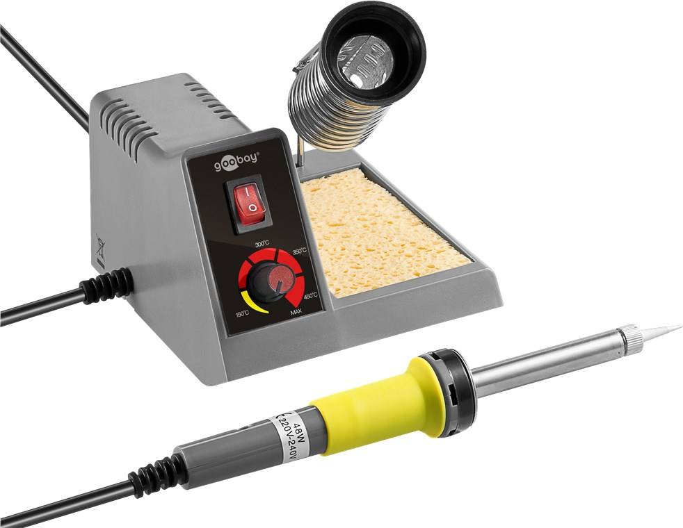 Goobay 51091 Analoge Lötstation 48 W, Lötstation Set mit Drehregler und Kolben, 150–450 °C, Lötkolbenständer-4