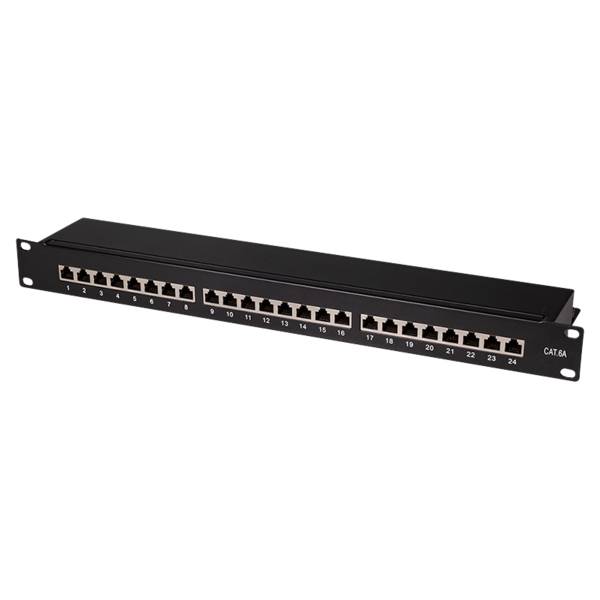 tsnetworks CAT 6A Patchpanel Verteilerfeld 24 Port, Desktop 19 Zoll Rackeinbau Servermontage RJ45 Geschirmt