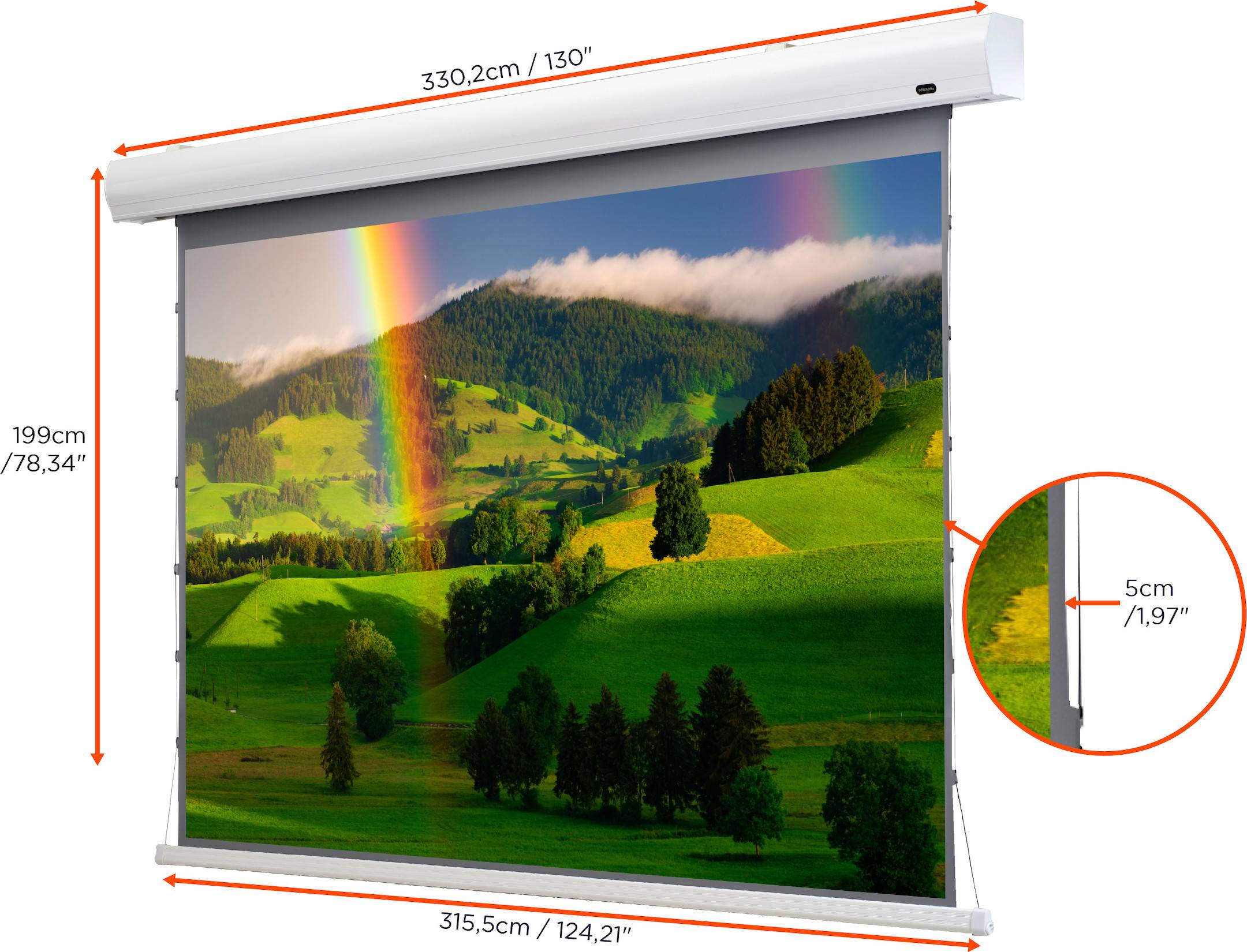 celexon HomeCinema Hochkontrastleinwand Tension 298 x 168 cm 135" - Dynamic Slate ALR-2