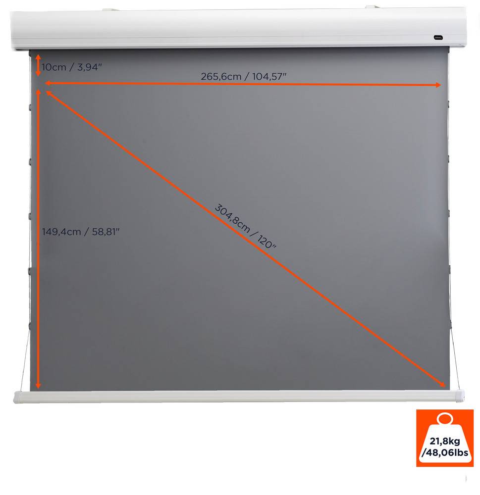 celexon HomeCinema Hochkontrastleinwand Tension 265 x 149 cm 120" - Dynamic Slate ALR-2