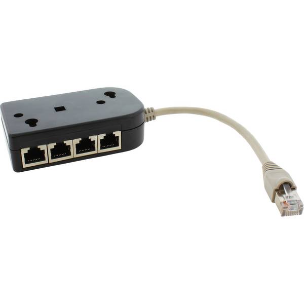 InLine® ISDN Verteiler, 8x RJ45 Buchse, mit Endwiderständen, schwarz, 15 cm