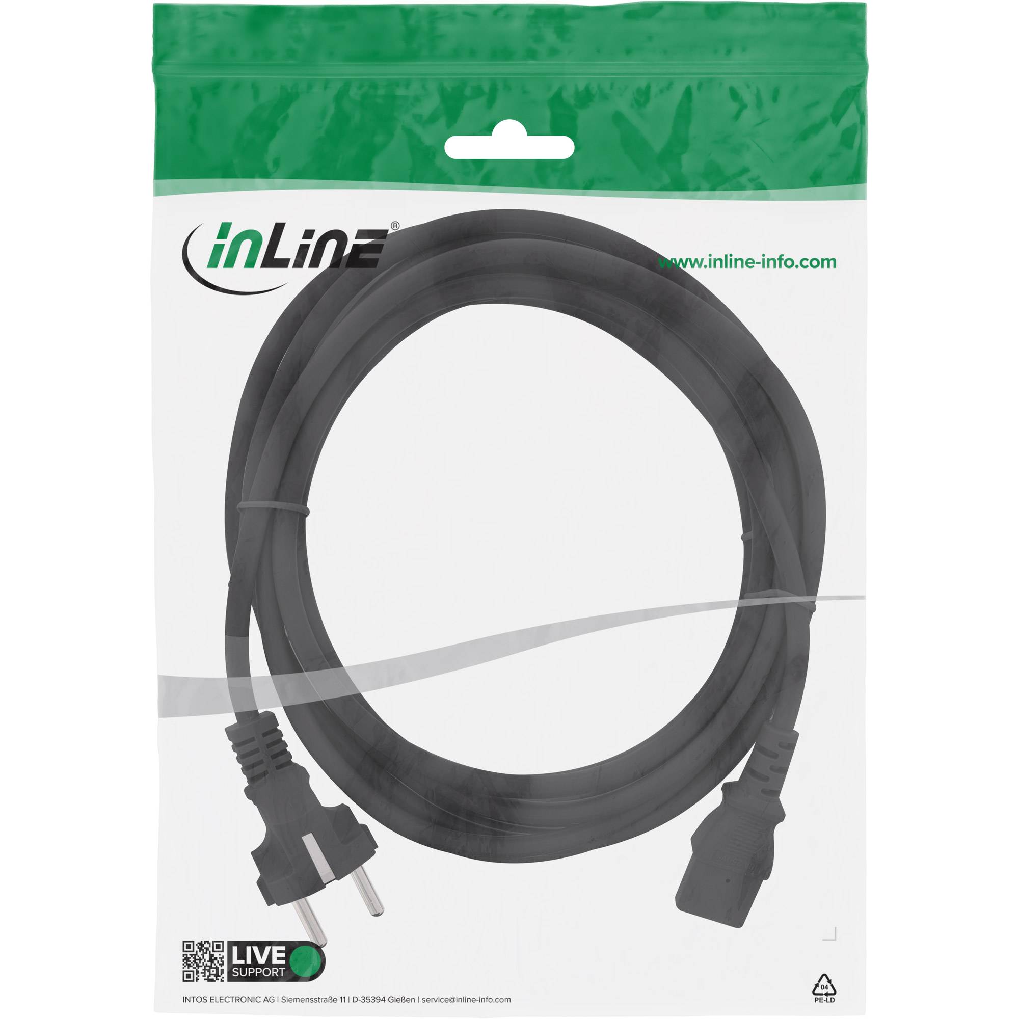 InLine® Netzkabel, Schutzkontakt gerade auf Kaltgerätestecker C13, 1,8m, schwarz-1