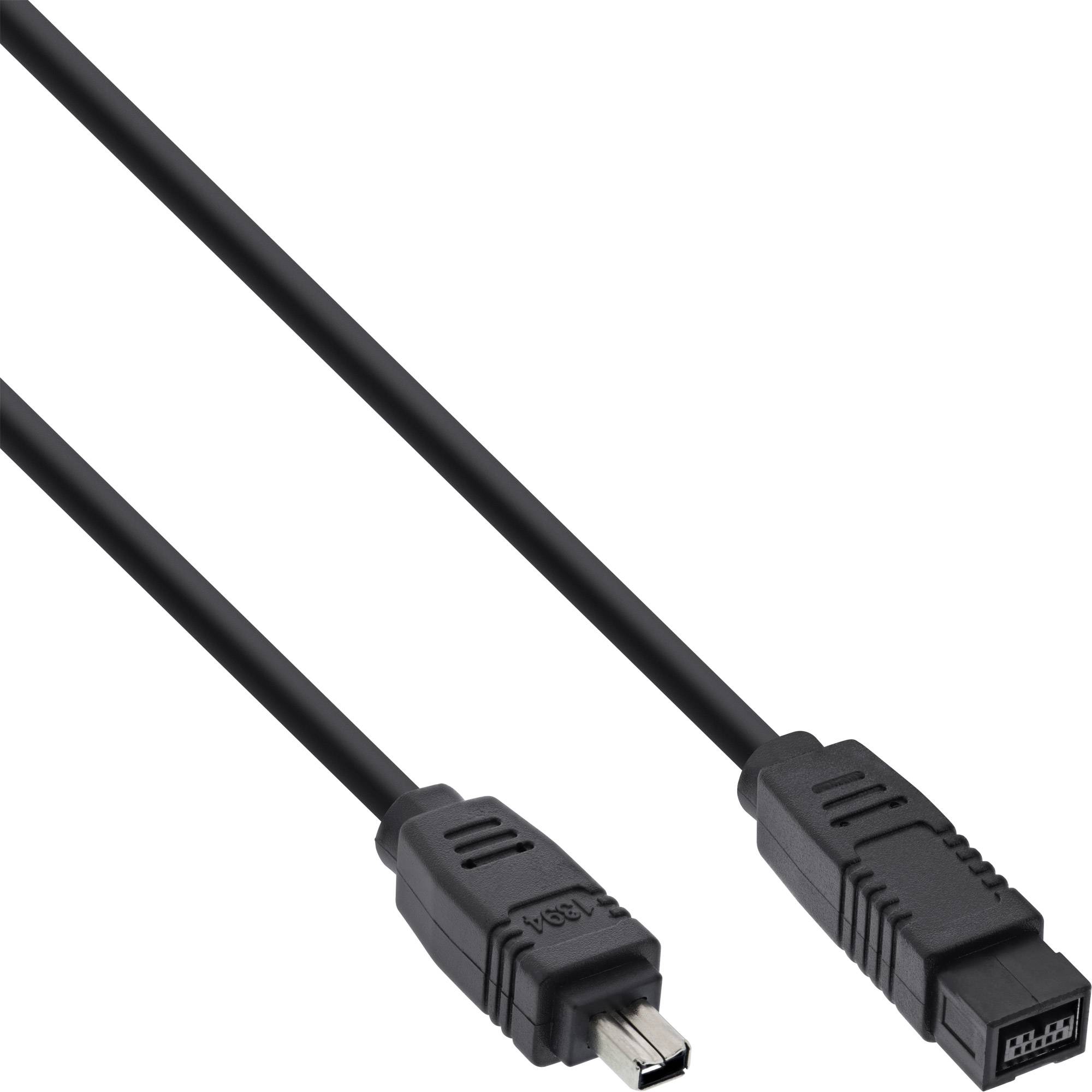 InLine® FireWire Kabel, IEEE1394 4pol Stecker zu 9pol Stecker, schwarz, 1m-0