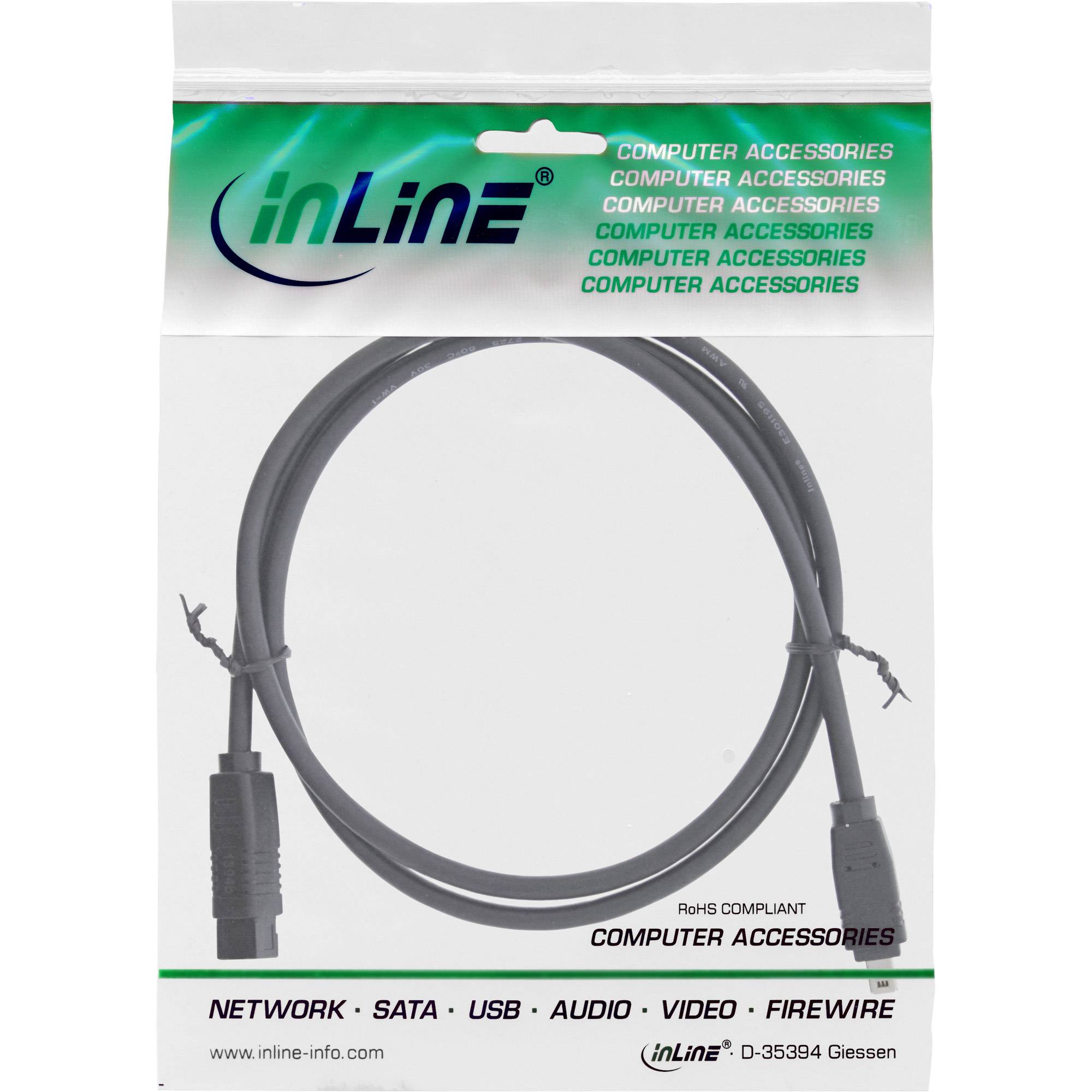 InLine® FireWire Kabel, IEEE1394 4pol Stecker zu 9pol Stecker, schwarz, 1m-1