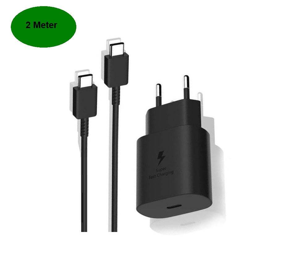 25W USB-C Ladegerät Schwarz mit USB-C Kabel 2m – Schnelllade-Set-0