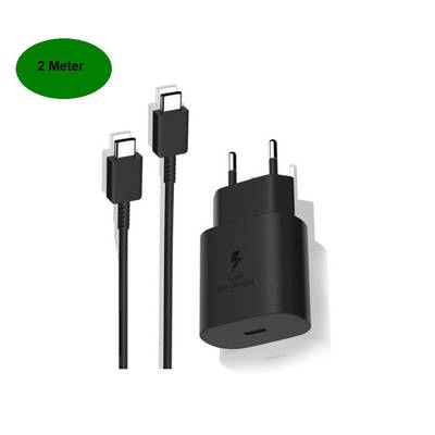 25W USB-C Ladegerät Schwarz mit USB-C Kabel 2m – Schnelllade-Set-0