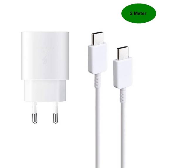 25W USB-C Ladegerät Weiß mit USB-C Kabel 2m – Schnelllade-Set