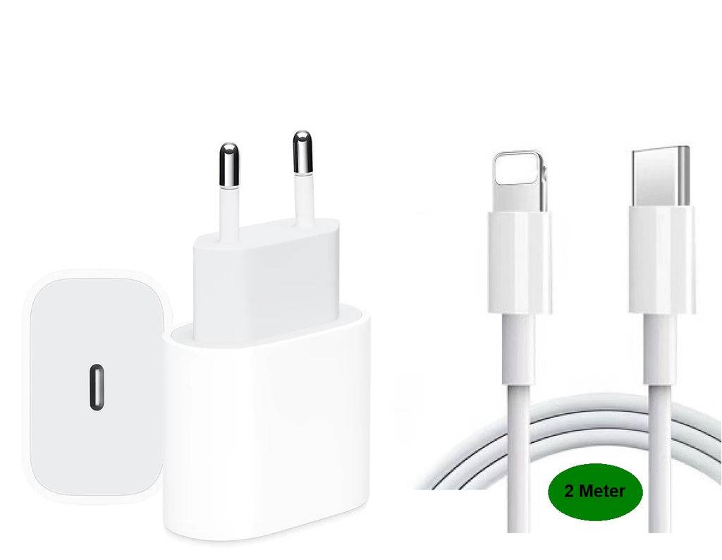 Ladekabel 2 Meter + Schnellladegerät USB-C passt für Apple iPhone 14 13 12 11 X XS XR 8 Pro Max Mini Plus iPad Lightning-0
