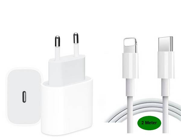 Ladekabel 2 Meter + Schnellladegerät USB-C passt für Apple iPhone 14 13 12 11 X XS XR 8 Pro Max Mini Plus iPad Lightning