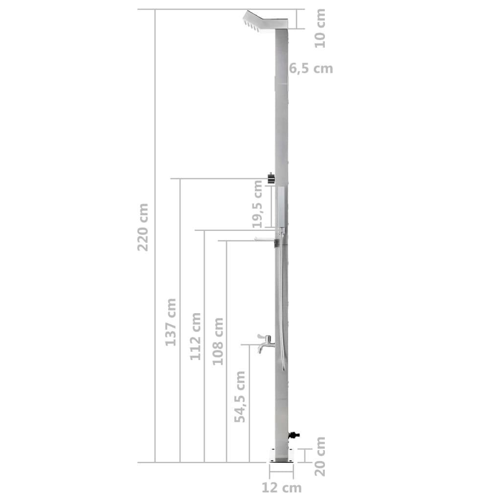 vidaXL Gartendusche mit Brauner Bodenplatte 225 cm Edelstahl-4