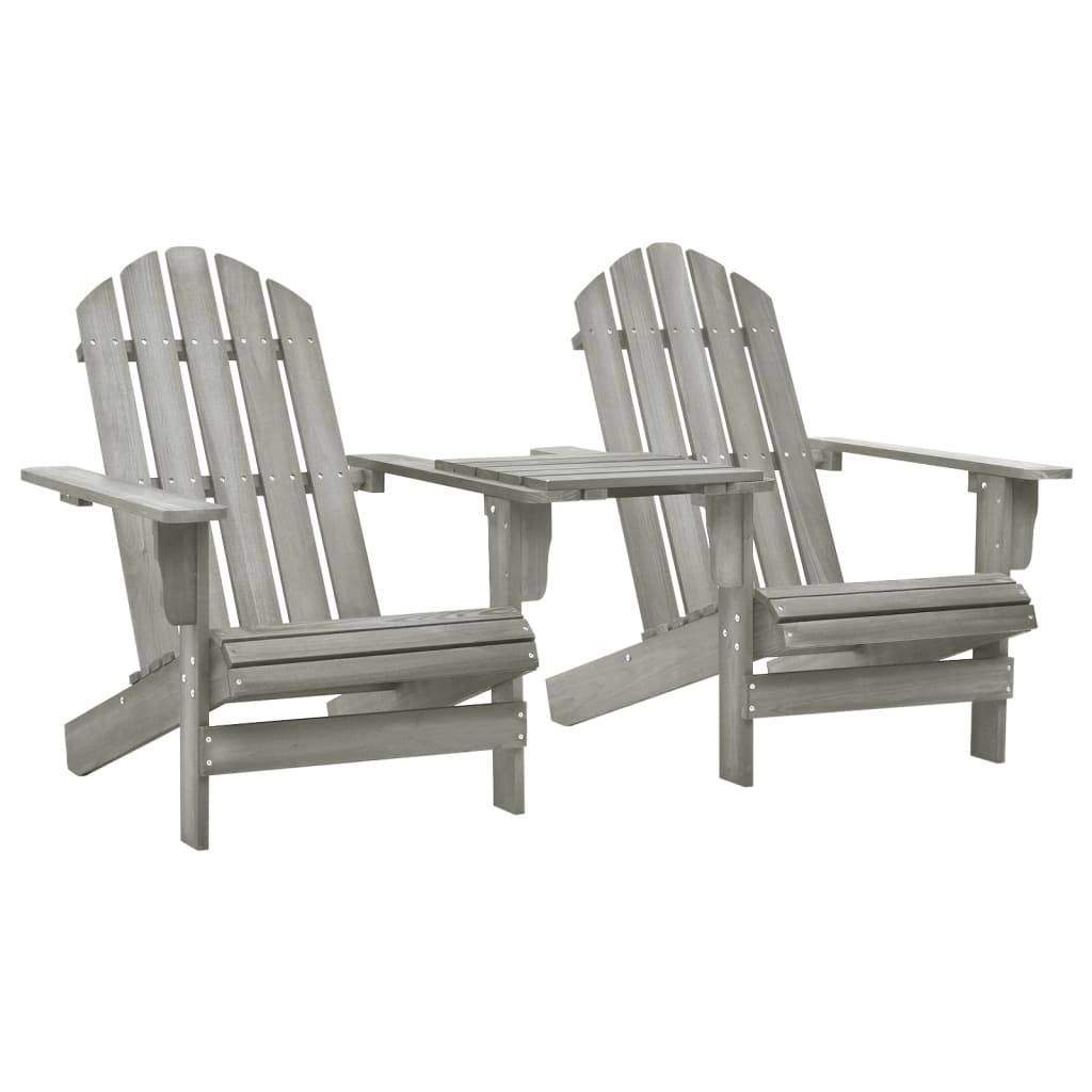 vidaXL Adirondack-Gartenstühle mit Tisch Massivholz Tanne Grau-0