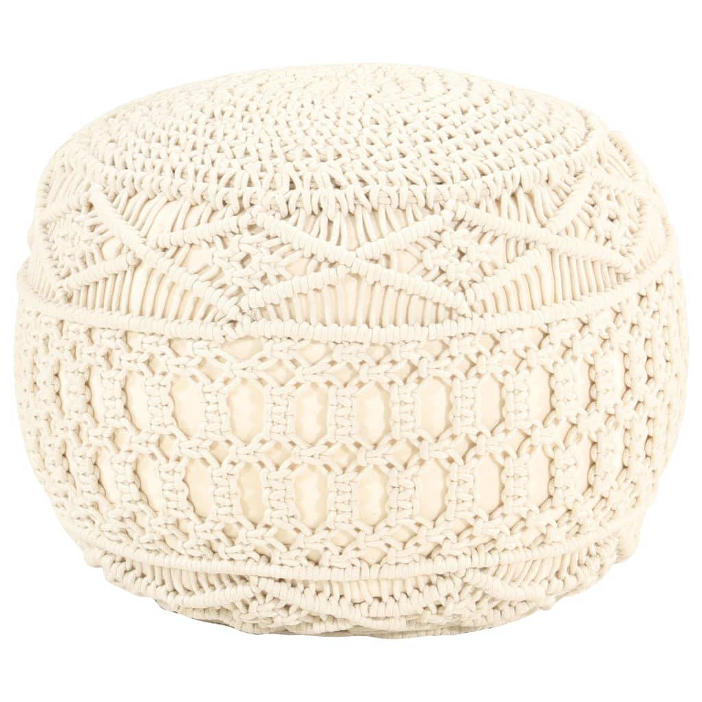 vidaXL Makramee Sitzpuff Handgefertigt 45x30 cm Baumwolle-0
