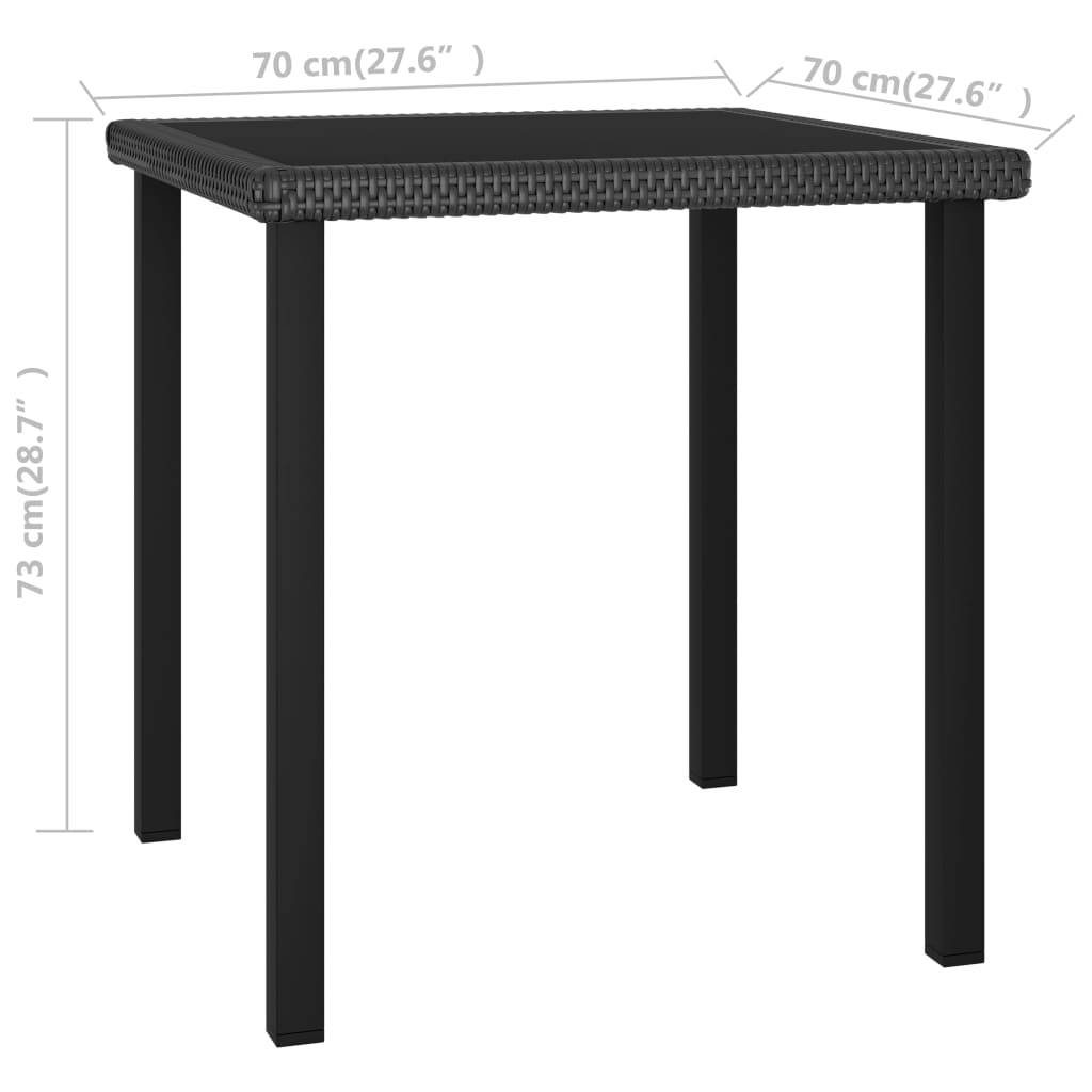 vidaXL Garten-Esstisch Schwarz 70x70x73 cm Poly Rattan-3