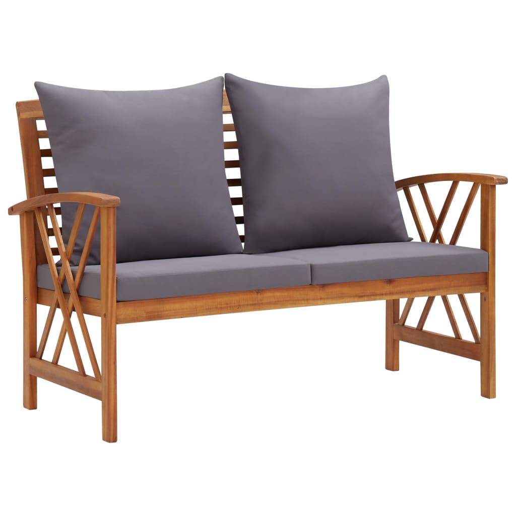 vidaXL Gartenbank mit Kissen 119 cm Massivholz Akazie-0