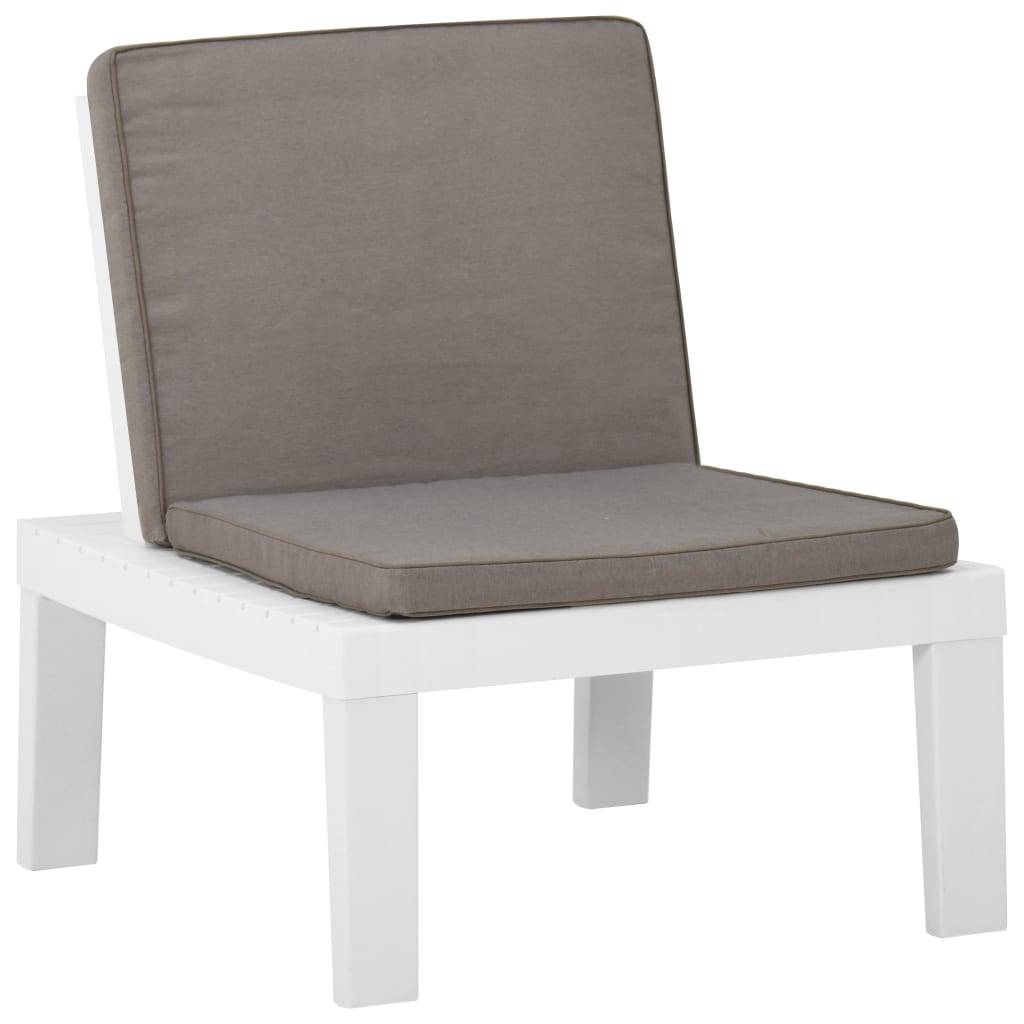 vidaXL Garten-Lounge-Stuhl mit Auflage Kunststoff Weiß-0