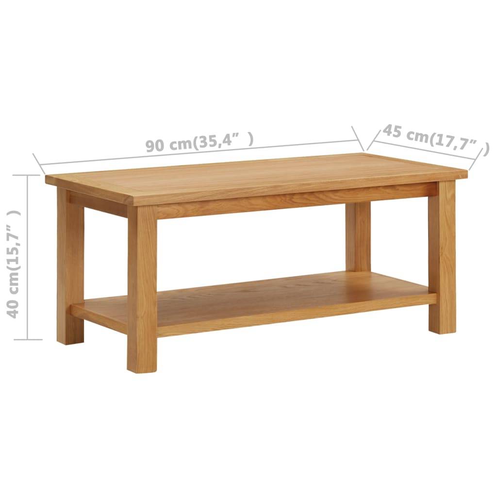 vidaXL Couchtisch 90 x 45 x 40 cm Eiche Massivholz-4