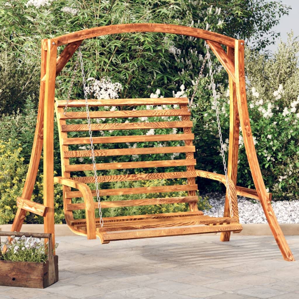 vidaXL Schaukelbank Bugholz Massiv mit Teak-Finish 126x63x92 cm-0