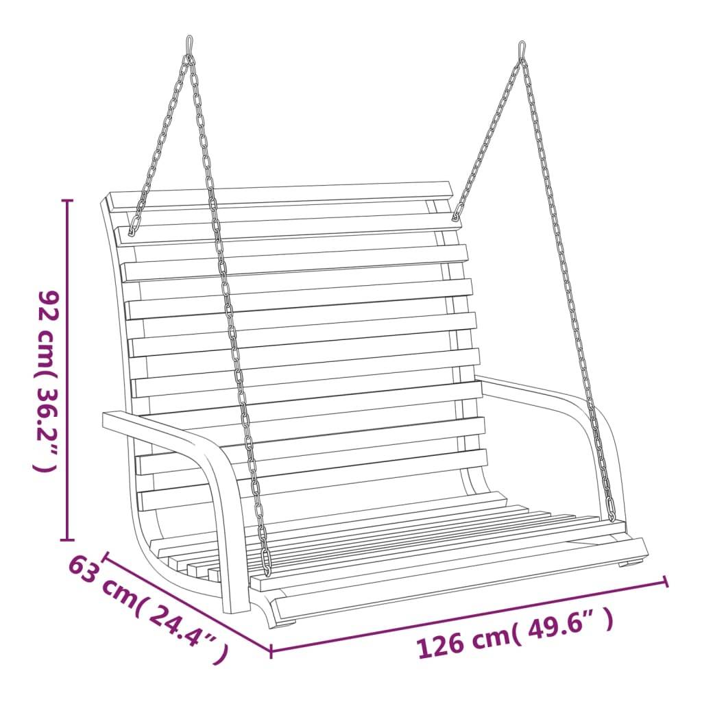 vidaXL Schaukelbank Bugholz Massiv mit Teak-Finish 126x63x92 cm-4