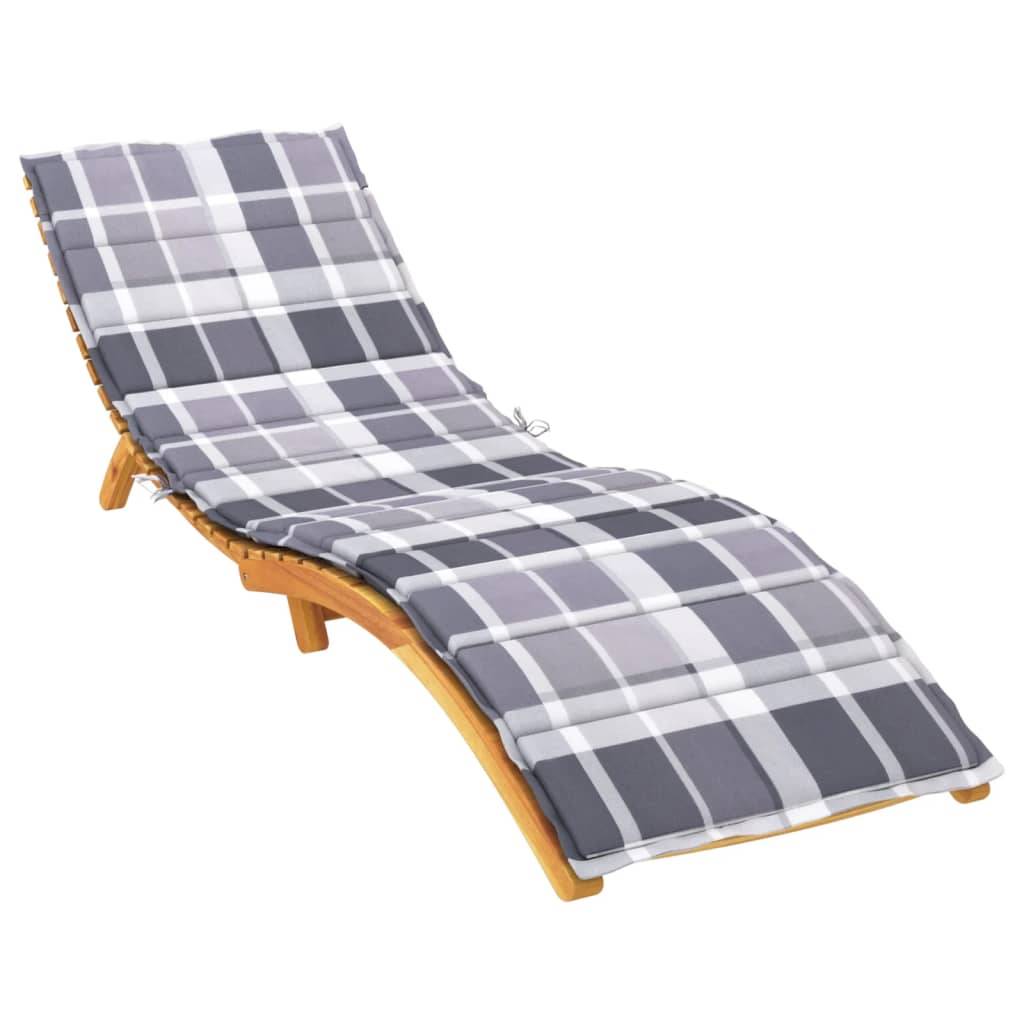 vidaXL Sonnenliegen-Auflage Grau Karomuster 200x60x3 cm Oxford-Gewebe-3