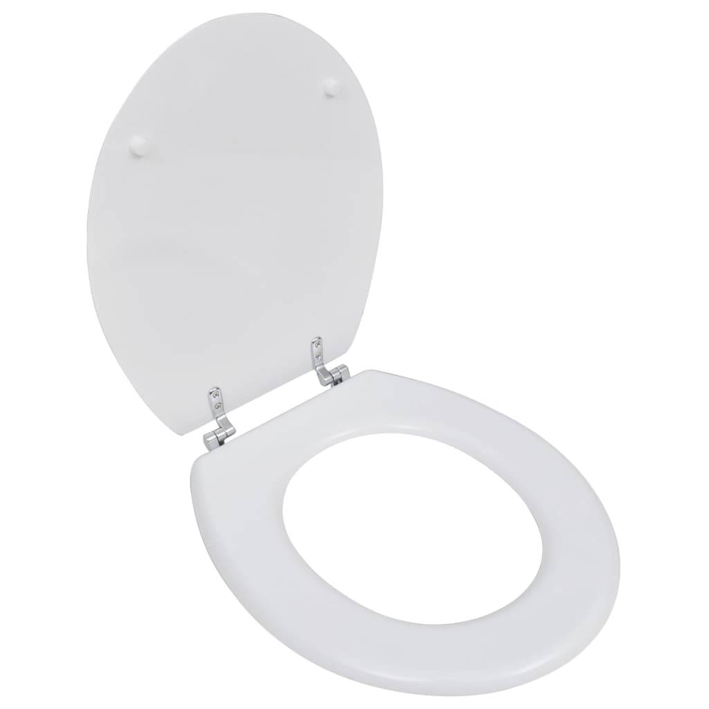 vidaXL Toilettensitz MDF Deckel Schlichtes Design Weiß-0