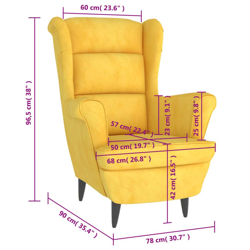 Sessel Senfgelb Samt-3
