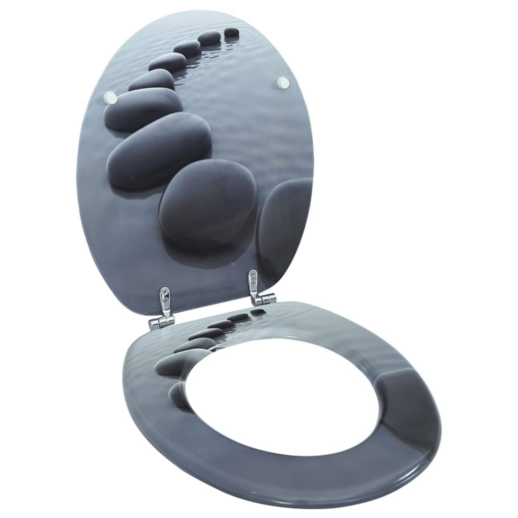 vidaXL Toilettensitz MDF Deckel Steine-0