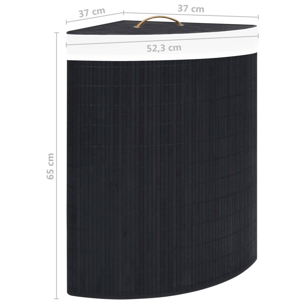 Eck-Wäschekorb Bambus Schwarz 60 L-2