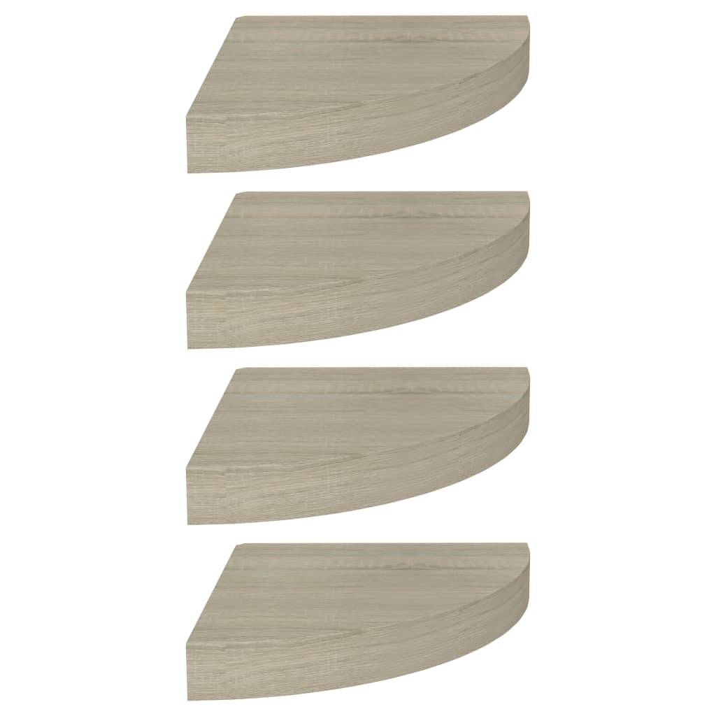 Eck-Schweberegale 4 Stk. Eichefarben 25x25x3,8 cm MDF-4