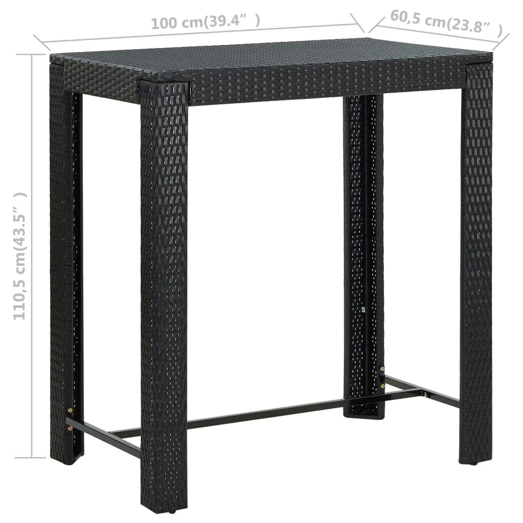 Garten-Bartisch Schwarz 100x60,5x110,5 cm Poly Rattan-3