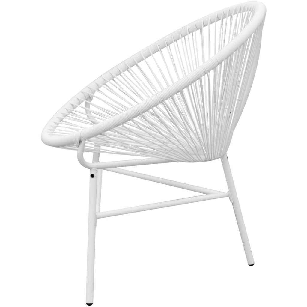 vidaXL Garten-Mondstuhl Poly Rattan Weiß-2