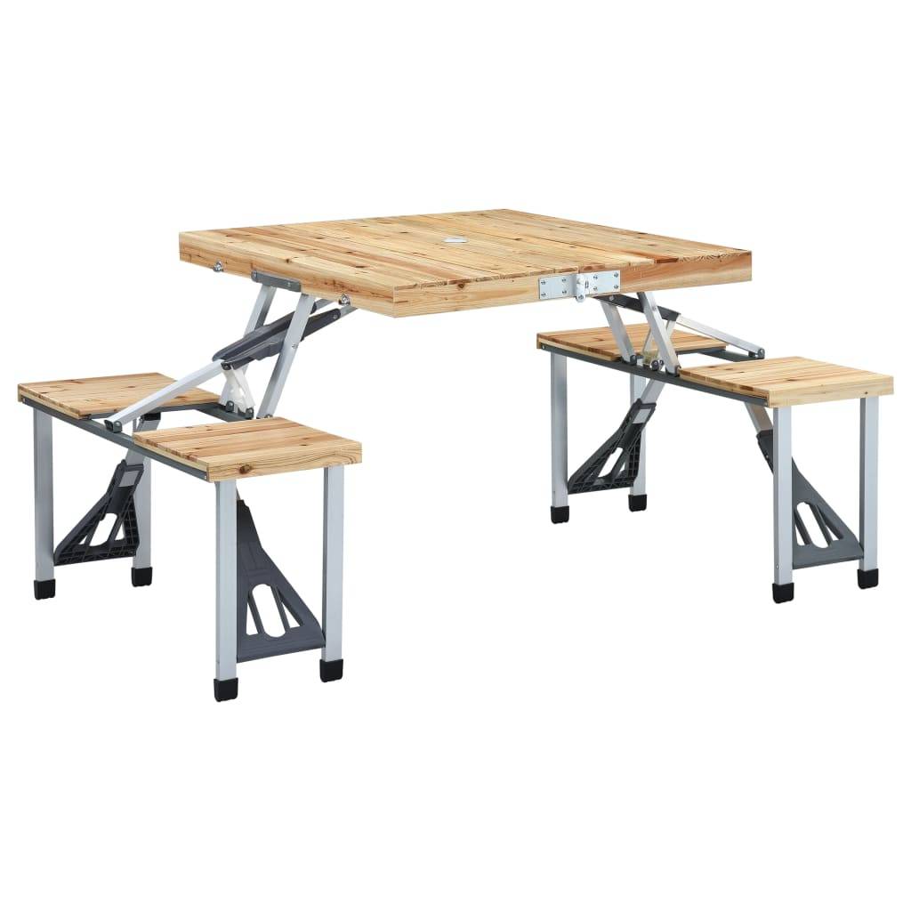 vidaXL Klappbarer Campingtisch mit 4 Sitzen Stahl Aluminium-0
