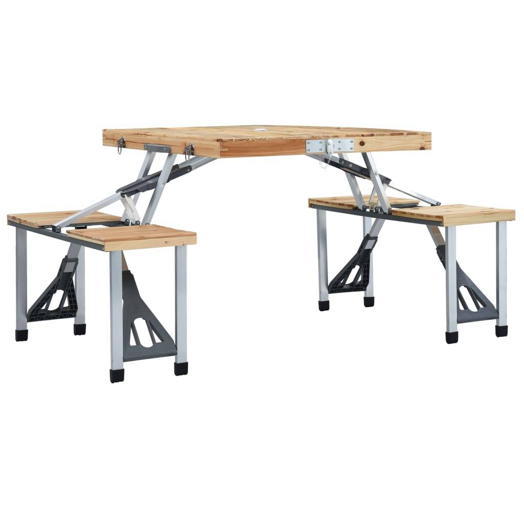 vidaXL Klappbarer Campingtisch mit 4 Sitzen Stahl Aluminium-2