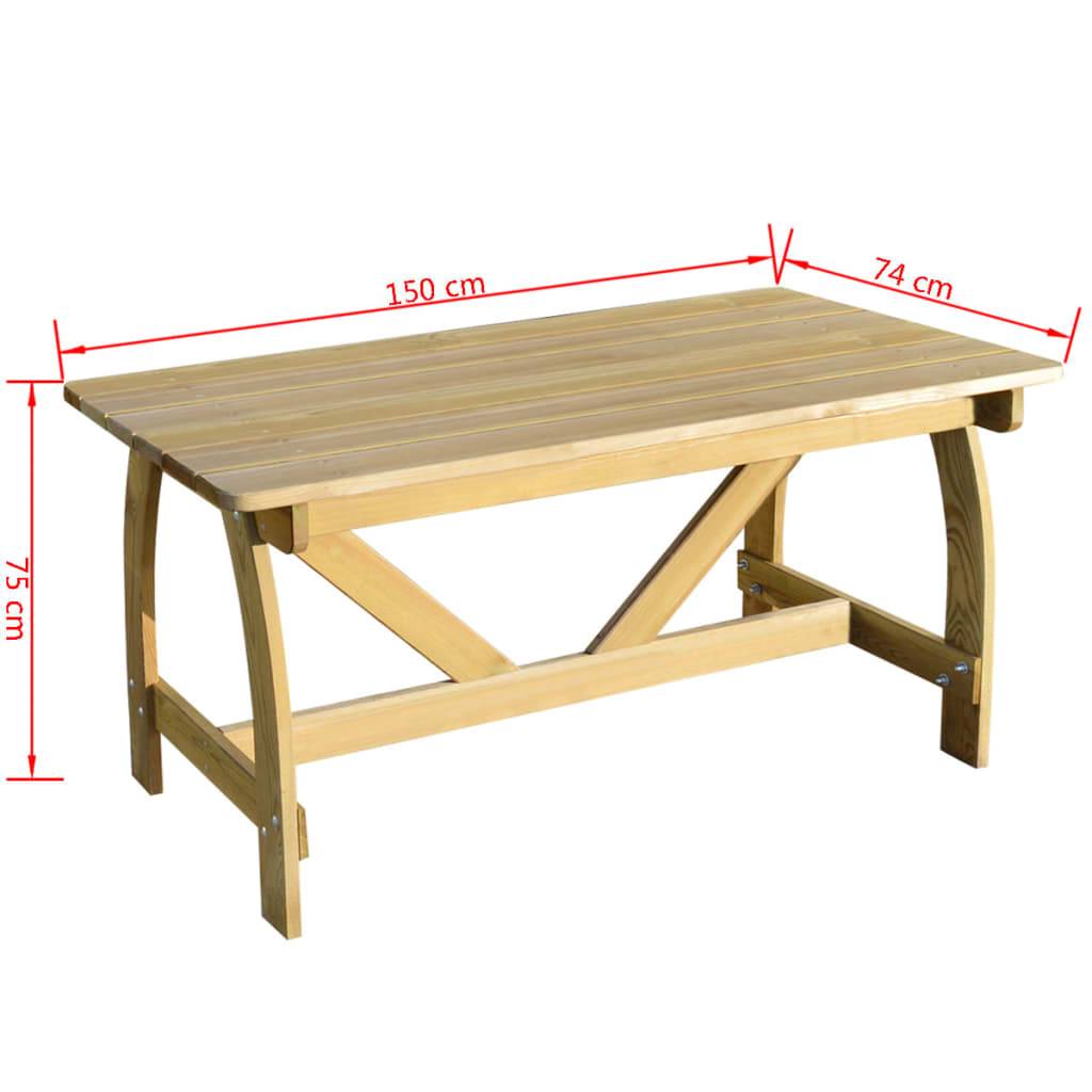 vidaXL Gartentisch 150 x 74 x 75 cm Imprägniertes Kiefernholz-2