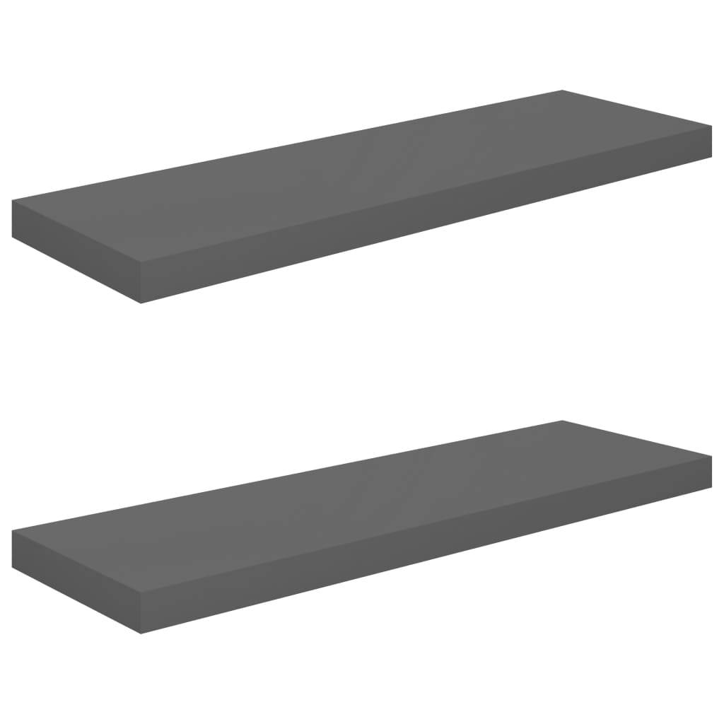 Schwebende Wandregale 2 Stk. Hochglanz-Grau 80x23,5x3,8cm MDF-2