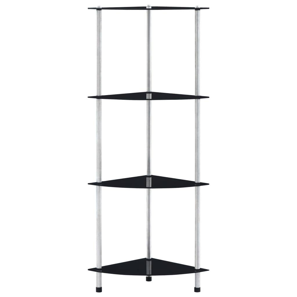 vidaXL Regal mit 4 Ablagen Schwarz 30x30x100 cm Hartglas-4