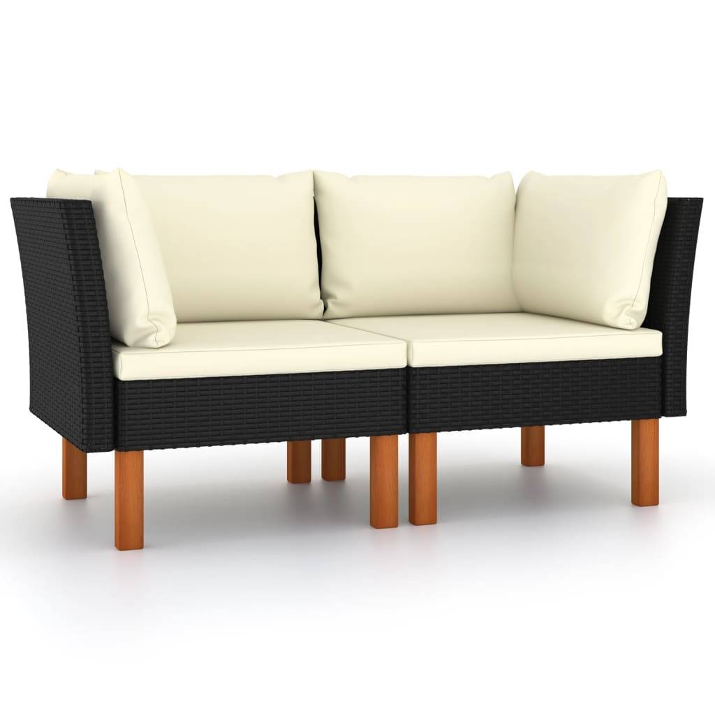 vidaXL Ecksofas 2 Stk. Poly Rattan und Eukalyptus Massivholz-0