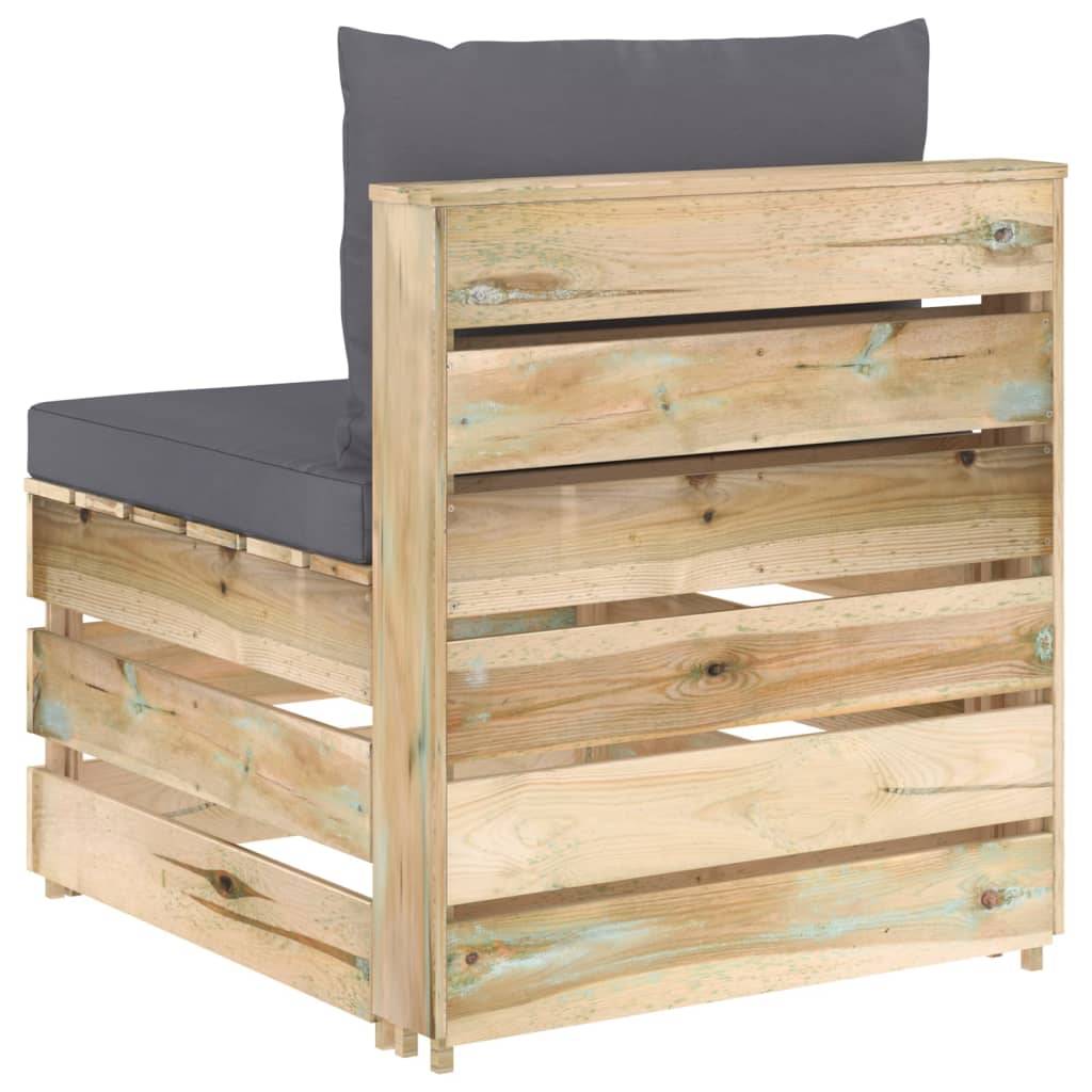 vidaXL Modulares Mittelsofa mit Kissen Grün Imprägniertes Holz-2