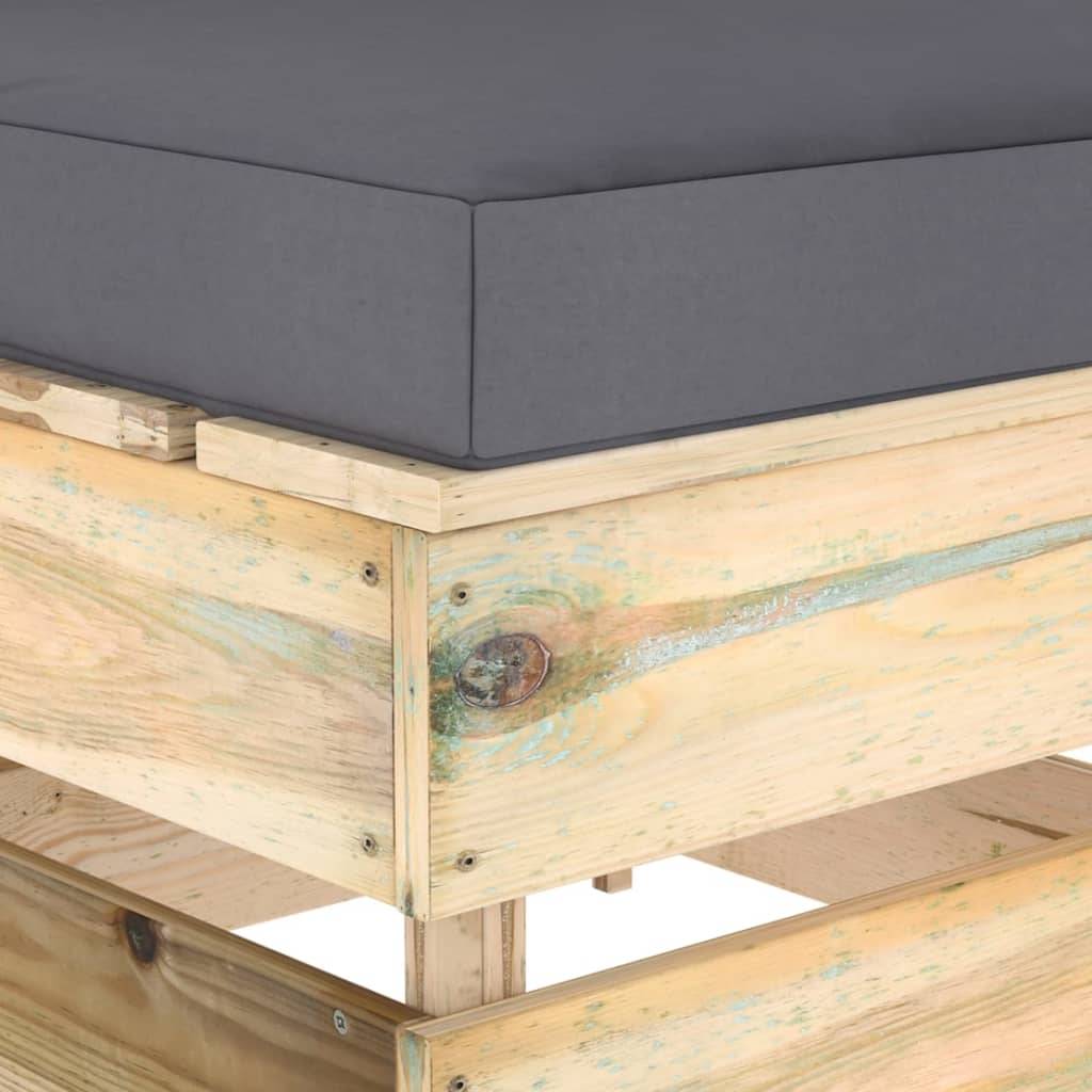vidaXL Modulares Mittelsofa mit Kissen Grün Imprägniertes Holz-3