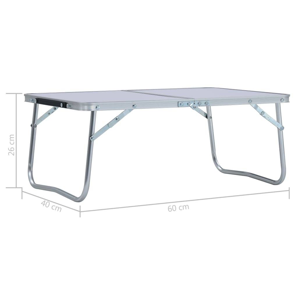 vidaXL Klappbarer Campingtisch Weiß Aluminium 60 x 40 cm-3