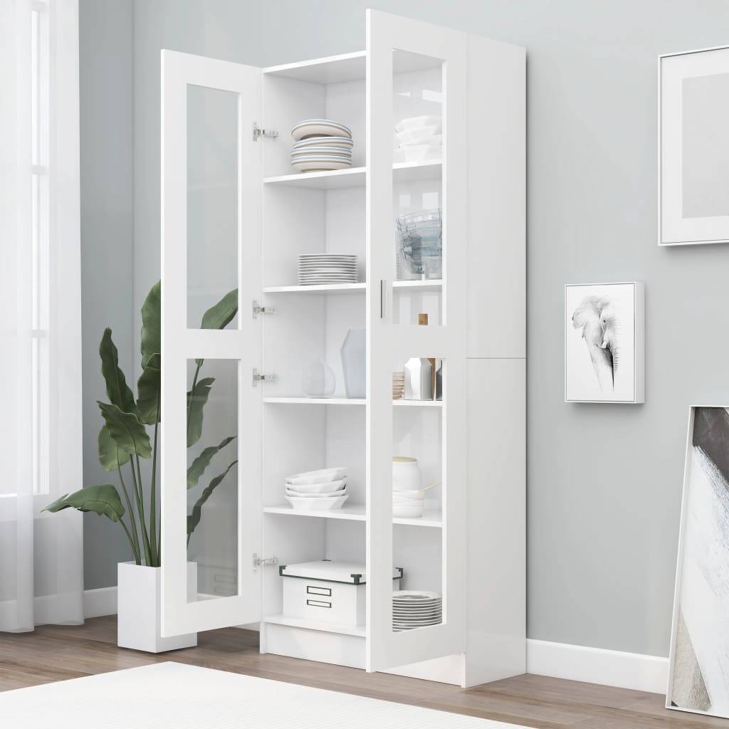 Vitrinenschrank Weiß 82,5x30,5x185,5 cm Spanplatte-2